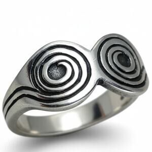 Sterling Silver 925 Double Spiral Bypass Ring Swirl Design Vintage Band Size 6.5